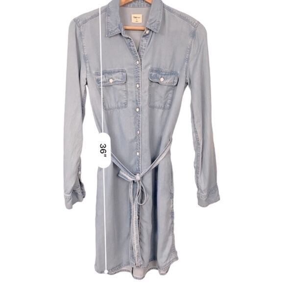 GAP Patch Pocket Shirt Dress XS Chambray Classic Retro Normcore Western Office - Picture 11 of 16